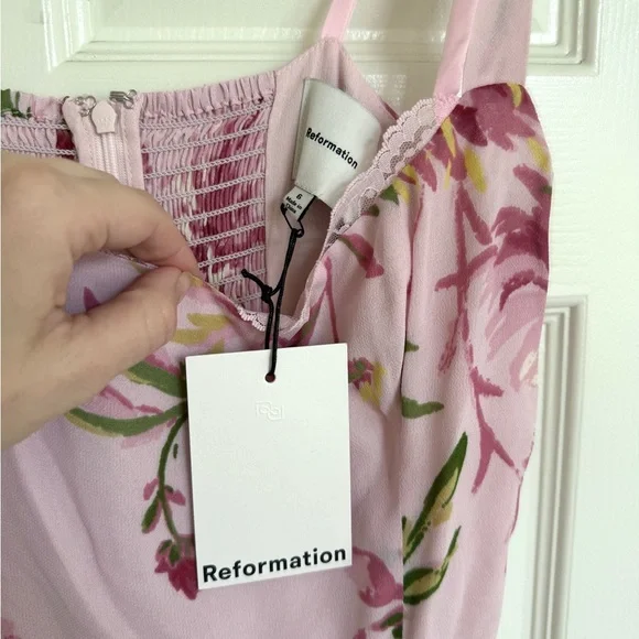 Reformation Irisa Maxi Dress Floral Pink Enchanting Chrysanthemum Floral Pink 6 - Picture 12 of 12